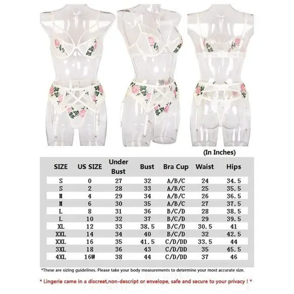 3 Piece Sexy Lingerie Garter Set, White